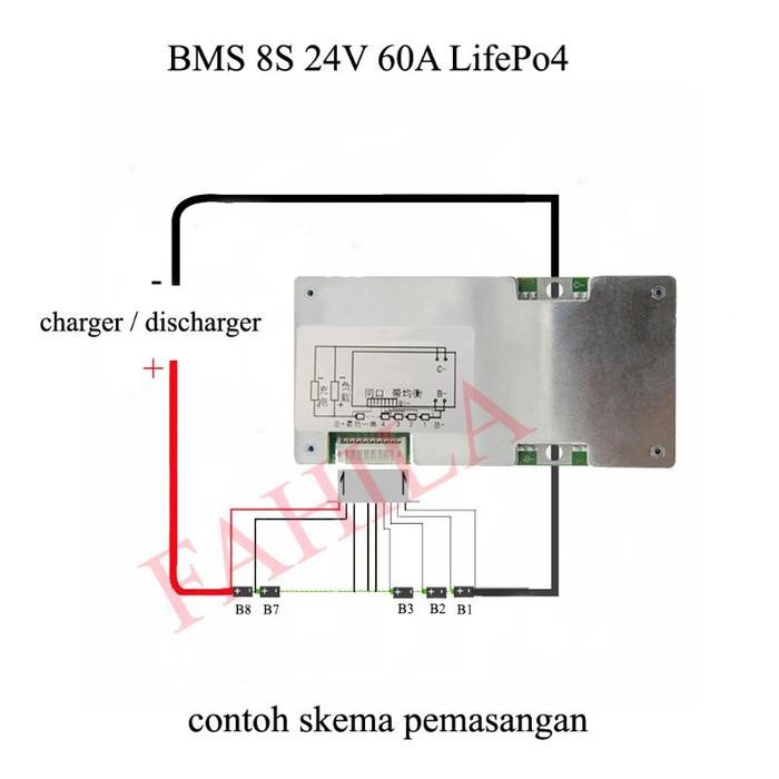 (Allthebest) BMS 8S 24V 60A Lifepo4 BMS Baterai LifePo4 60A