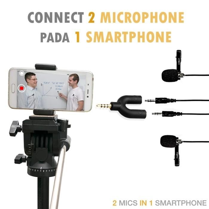 [Expret] Splitter 2 Microphones Mic to Mic Audio Adapter Dua Dual Mikrofon