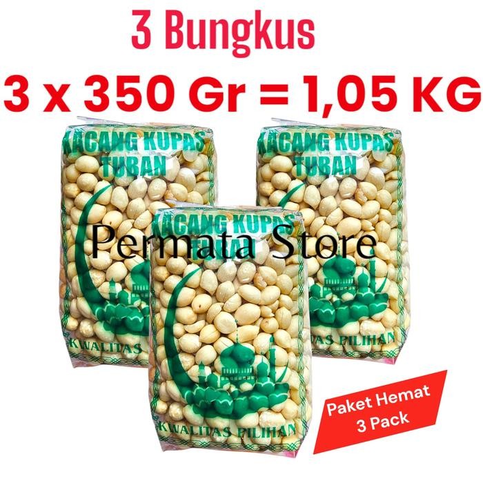 

New Paket Hemat 3 Bungkus Kacang Kupas Asli Tuban -+ 350 Gr X 3 Kacang Mentah Kiloan Camilan Food