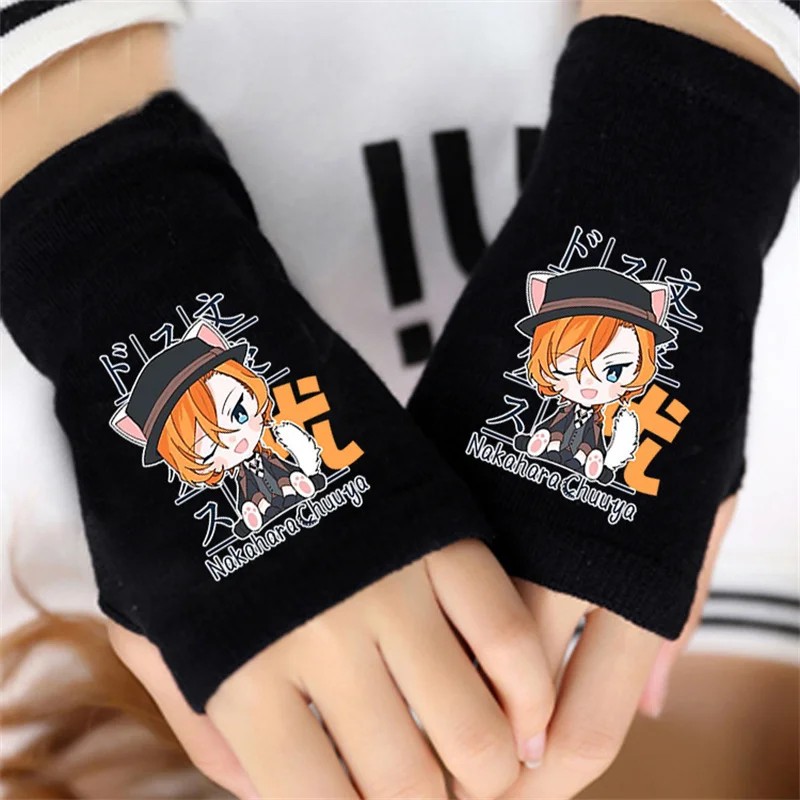 Sale Cosplay Wrist Gloves Dazai Osamu Nakahara Chuuya Half Finger Mitten Ryunosuke Akutagawa Atsushi