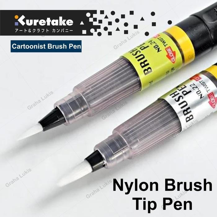 

kuretake zig brush pen no. 22 medium tip - black kode 163