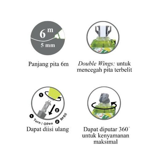 

correction tape tipe ex faber castell motif hexa green set 1 refill (169864r) kode 1068