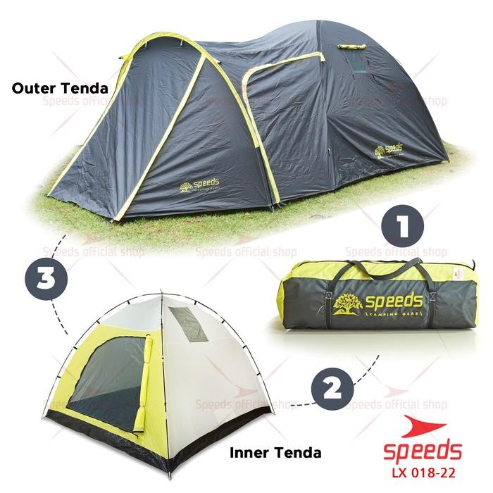 SPEEDS Tenda Dome Tenda Cam 2 Layer Tenda Besar Kapasitas 6 Orang Big Dome Faly Tent Outdoor 018-22