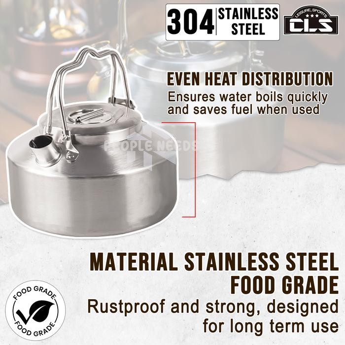 Teko Camping 1 Liter Stainless Steel 304 Two Handle Cls Teko Camping