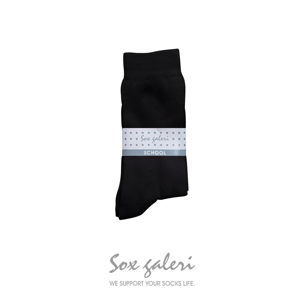 

ASLI SOX GALERI - ool Socks - 3 Pasang Kaos Kaki Sekolah Hitam Sebetis READY STOCK