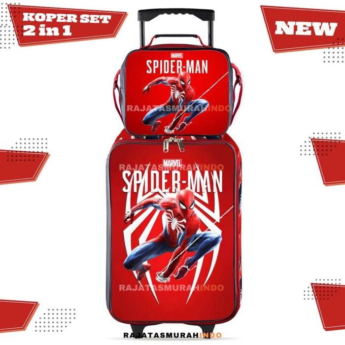 TERBARU.. KOPER ANAK - SET KOPER &LUNCH BAG ANAK BAHAN SPONGE TAHAN AIR SPIDERMAN