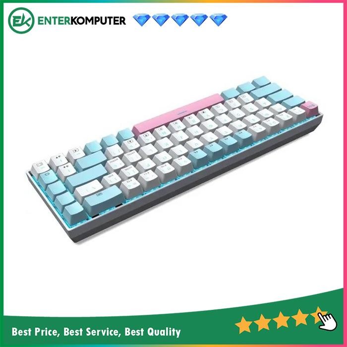 [Expert] E-Yooso Z-686 White Blue Pink 68% Mechanical Gaming Keyboard - Blue SW