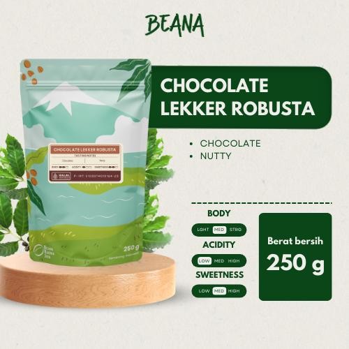 

BEANA - CHOCOLATE LEKKER ROBUSTA ROASTED COFFEE BEANS (KOPI BIJI SANGRAI)