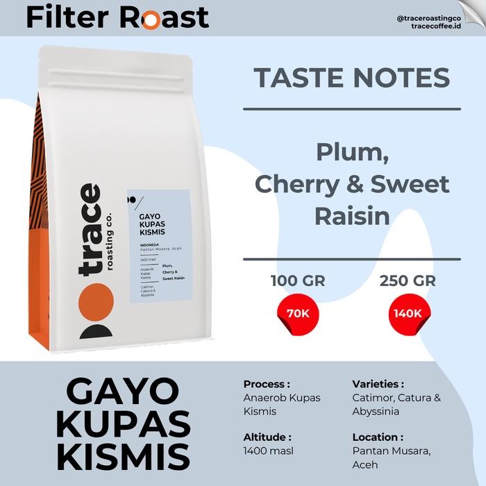 

BIJI KOPI GAYO KUPAS KISMIS - FILTER ROAST ARABICA