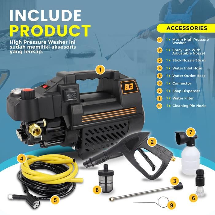 MINIKO Jet Cleaner B3 Listrik Alat Cuci Motor Mesin Cuci Mobil Alat Cuci Motor Dan Mobil