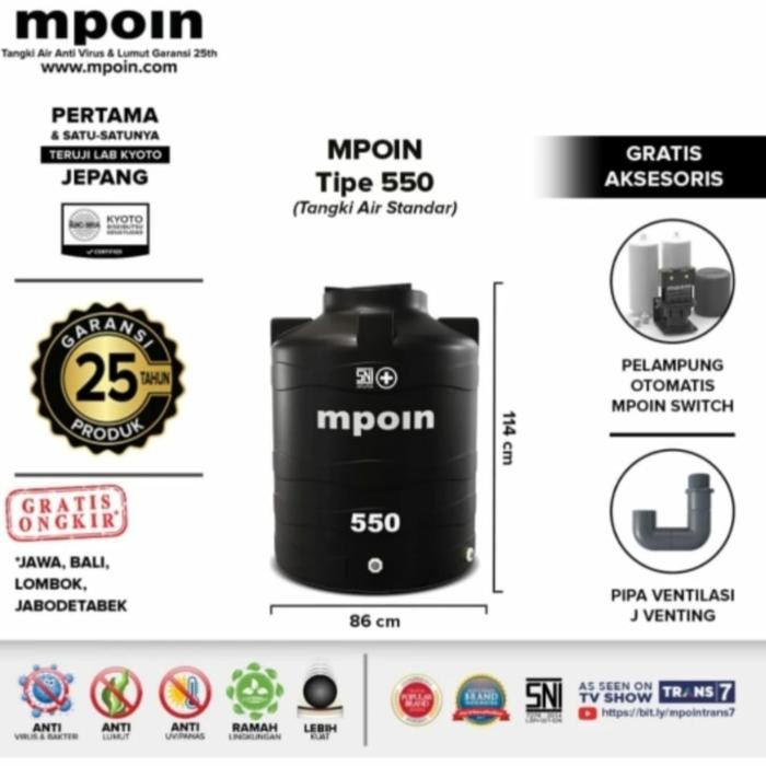 Terlaris Tangki Air Toren Tandon 550 L Wave Mpoin Plus