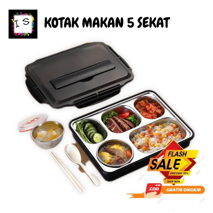 LUNCH BOX STAINLESS 5 Sekat / Lunch Box ANTI TUMPAH / Tahan PANAS
