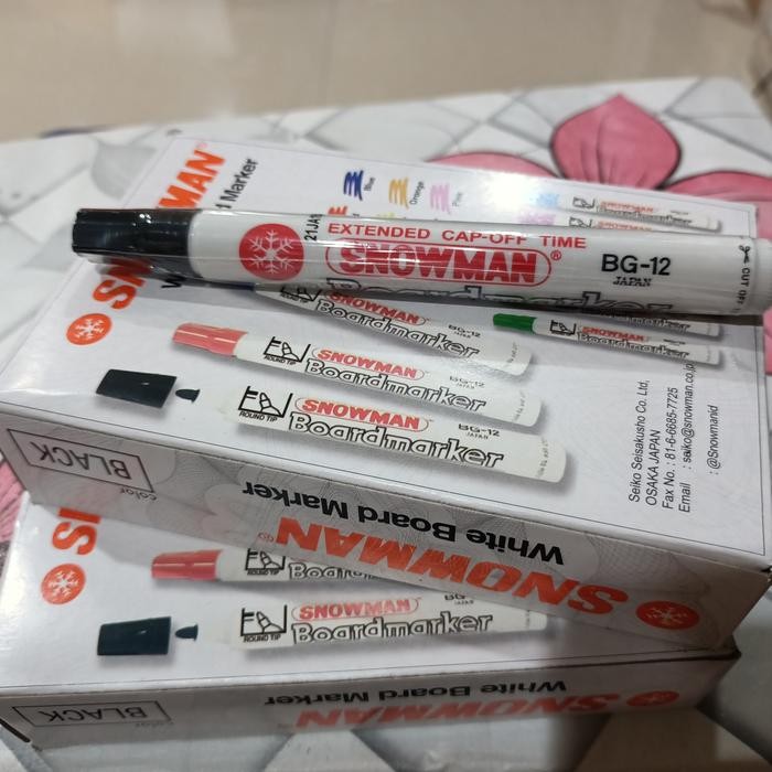

spidol snowman whiteboard warna hitam BG 12 12pcs