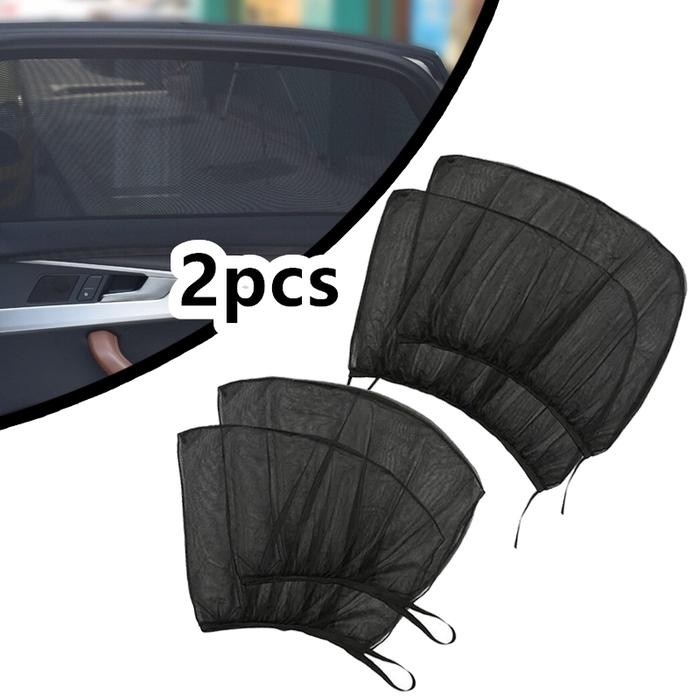 [Allthebest] 2pcs Sunshade Tirai Mobil Jendela Anti Nyamuk Mobil Tirai Matahari Kelambu Mobil
