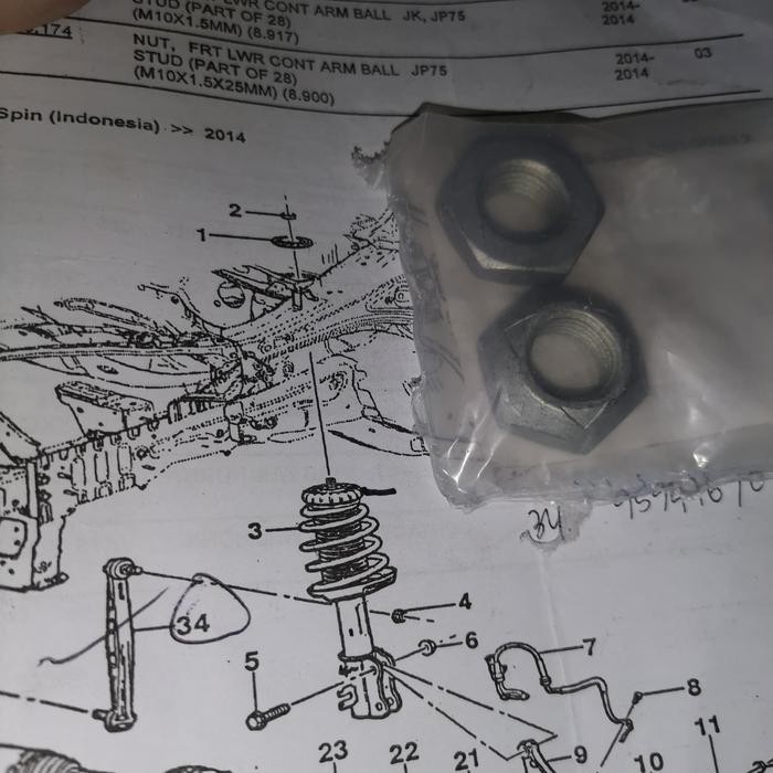 Baut Tatakan Shock Depan Chevrolet Spin