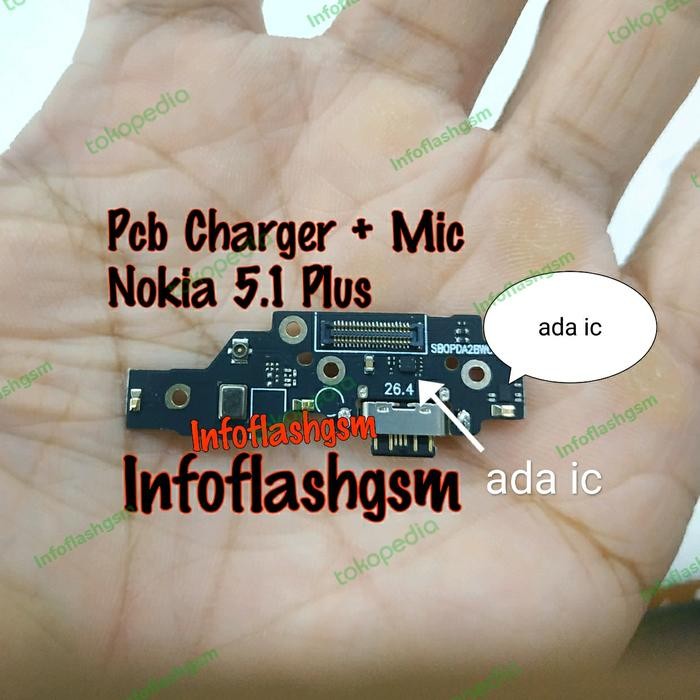 Pcb Connector Charger Cas Mic Nokia 5.1 Plus X5 ada Ic