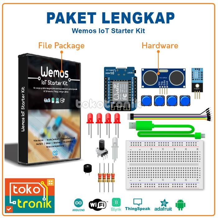 Ready.. Wemos Iot Starter Kit Paket Lengkap Belajar Iot Dg Wemos D1