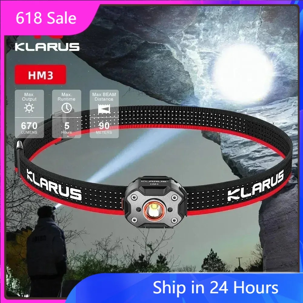 IMPORT Klarus HM3 Headlamp Portable Mini Micro USB Rechargeable Head Flashlight LED Head Light for