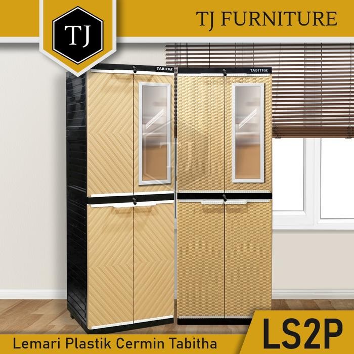 Tabitha Lemari Pakaian Plastik 2 Pintu Dengan Kaca / Cermin - LS2P