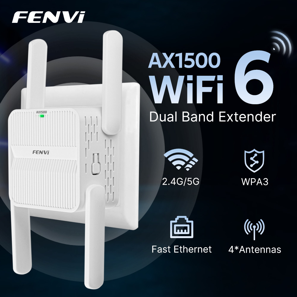 IMPORT FENVI 5Ghz AX1500 WiFi 6 Repeater Extender Signal Booster Dual Band 2.4G/5GHz Wi-Fi Signal