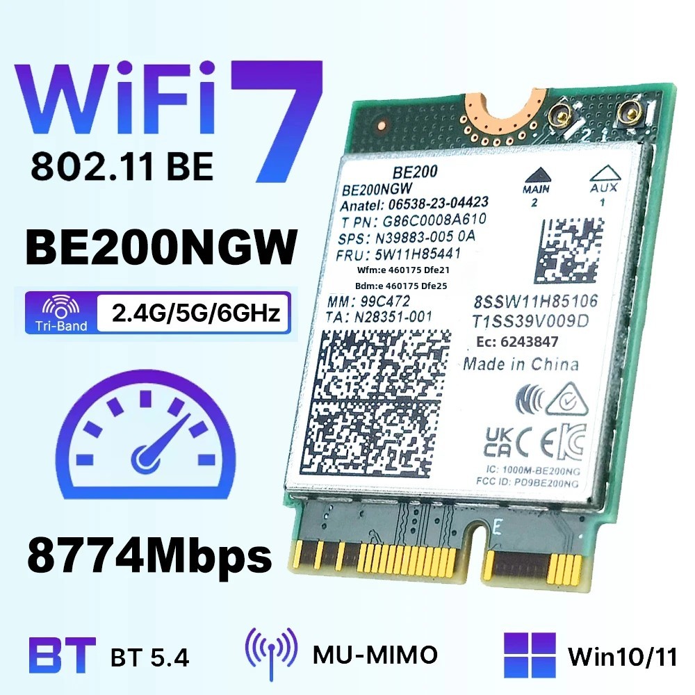 IMPORT Wi-Fi 7 BE200 Bluetooth 5.4 Wifi Card 8774Mbps BE200NGW Tri-band 2.4/5G/6G Wireless Network