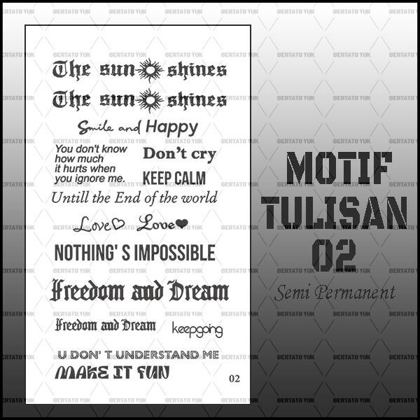 New BERTATO- Stiker tato temporer anti air kode tulisan semi permanen / Stiker tato temporer semi