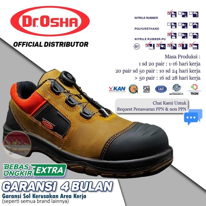 PREMIUM Dr.OSHA Safety Shoes Viper Lace Up 9169 S1 Composite Toe - RUBBER PU