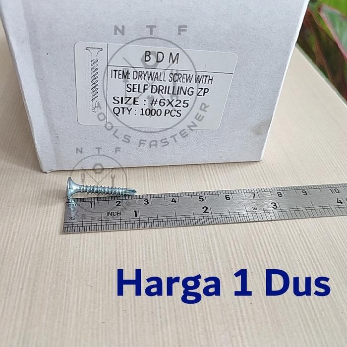 6X25 SEKRUP ROOFING DRYWALL SCREW FH BUGGLE HEAD SDS #6 / #6X1" DUS