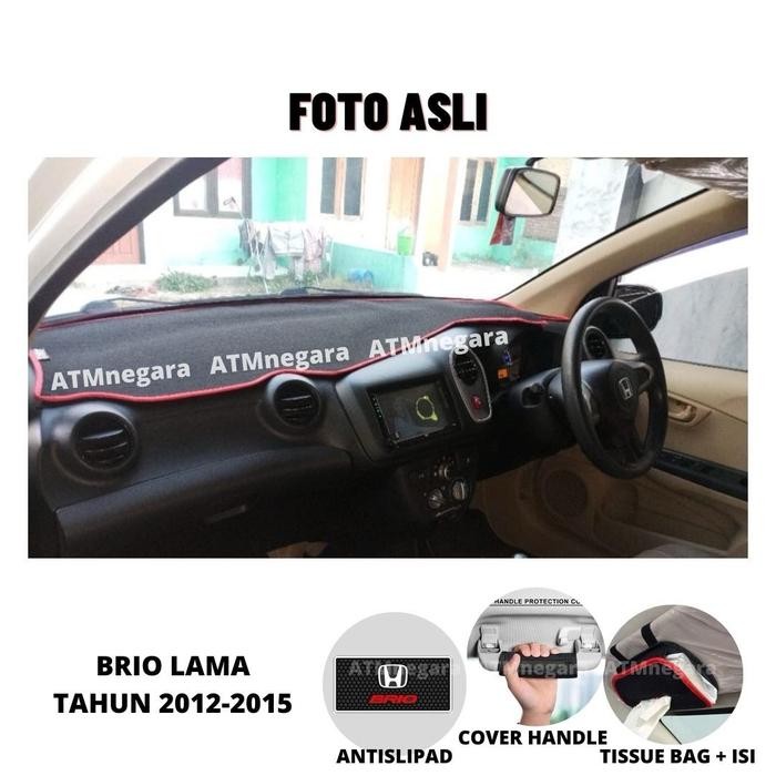 COVER DASHBOARD BRIO LAMA TAHUN 2012-2015 AKSESORIS PREMIUM ALAS PELINDUNG DASBOR - LIST MERAH,