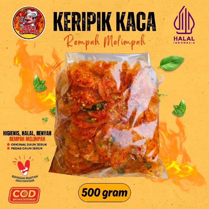 

laura.mart1 Keripik Kaca Pedas Daun Jeruk Jago Ngemil Keripik Kaca Original Daun Jeruk Varian 500gr