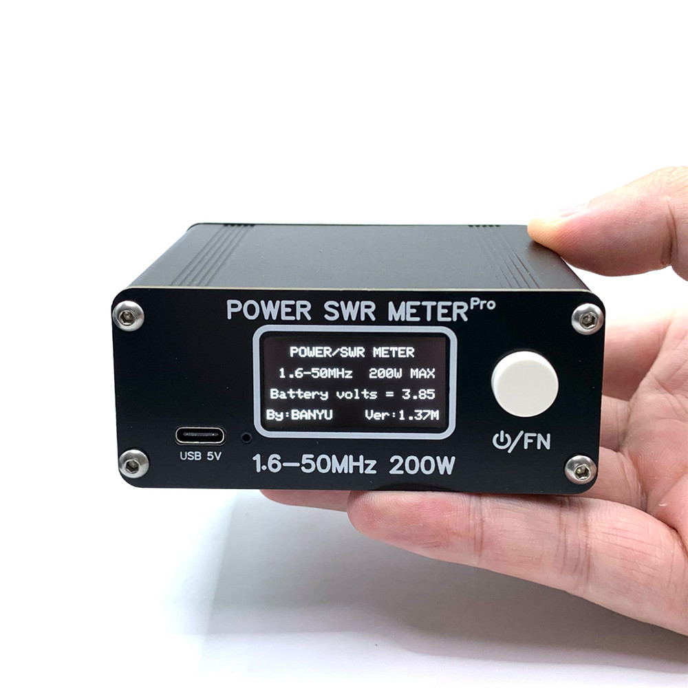 200W Power SWR Meter 1.6-50MHz 0.5W HF Shortwave Power SWR Meter Pro HF PWR SWR Meter with 1.29 Inch