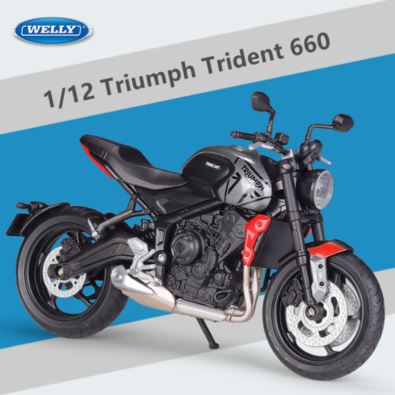 Welly 1:12 2021 Triumph Trident 660 Alloy Racing Motorcycle Model Diecast Metal Street Motorcycle