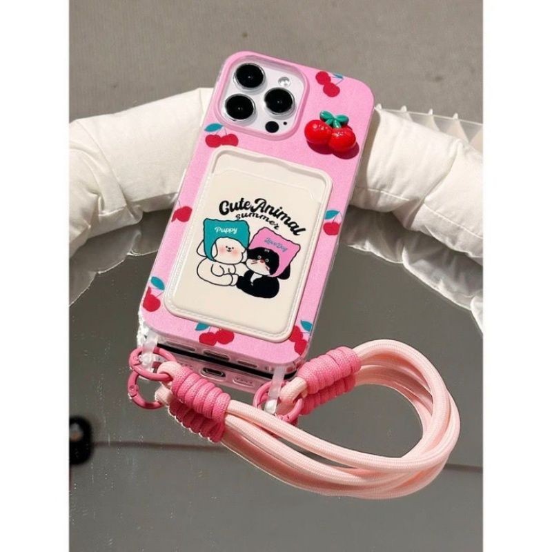 Anjing Ceri Pink Kucing Creative Case Hp Oppo Reno 13 5G Reno 13F Reno5 5G Reno 10 Pro Reno8 Pro Ren