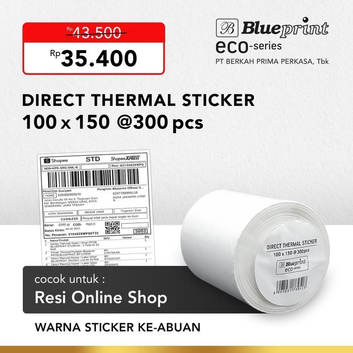 

Direct Thermal Sticker 100 X 150 Mm Blueprint Eco Label Resi A6 300Pcs