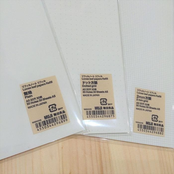 

Muji - Loose Leaf Paper A5 -Plain/Drawing/Dot Grid/Planner/Budget Book