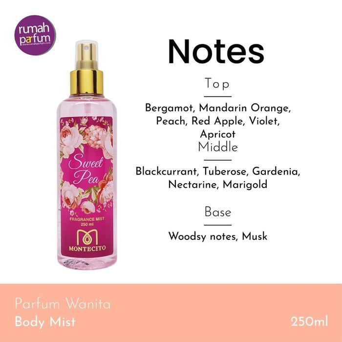[Allthebest] Parfum Montecito Sweet Pea Woman Mist 250 ML