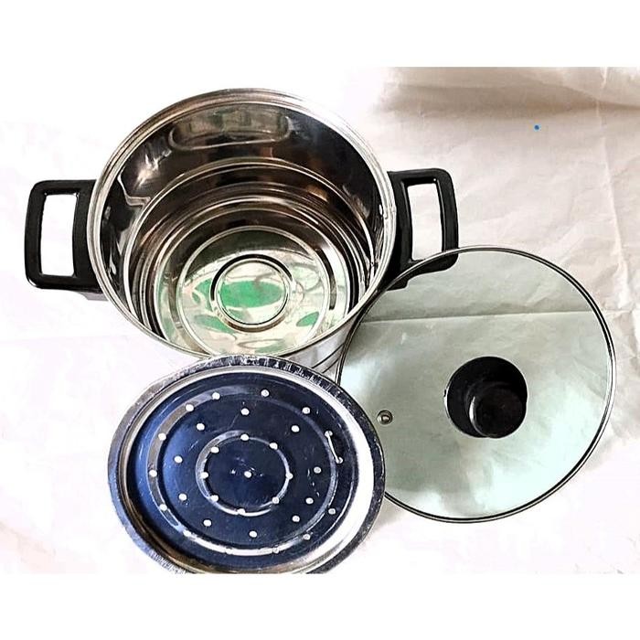 [Expert] Panci Kukus Nasi Tutup Kaca Bahan Stainless Steel Kapasitas Mulai 1kg-3kg.