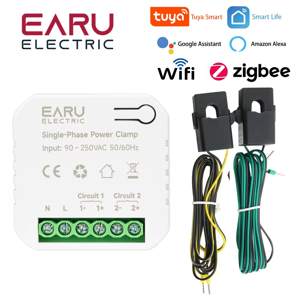 Vareraaa Tuya Smart WiFi Zigbee Two-way Bilateral Energy Meter 80-300A AC110V 220V Clamp CT KWh Powe