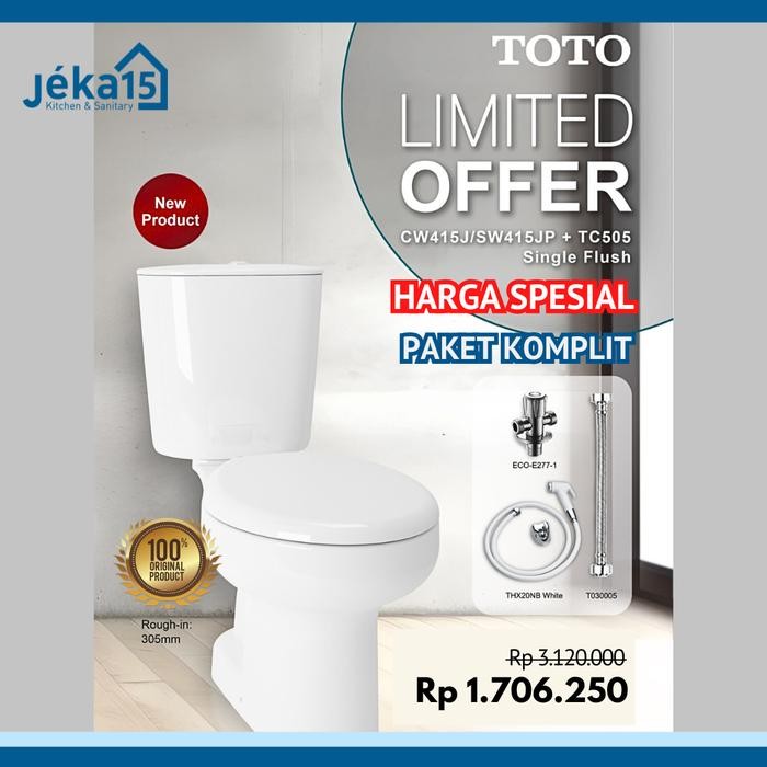TOTO CW415J CLOSET DUDUK PAKET KOMPLIT