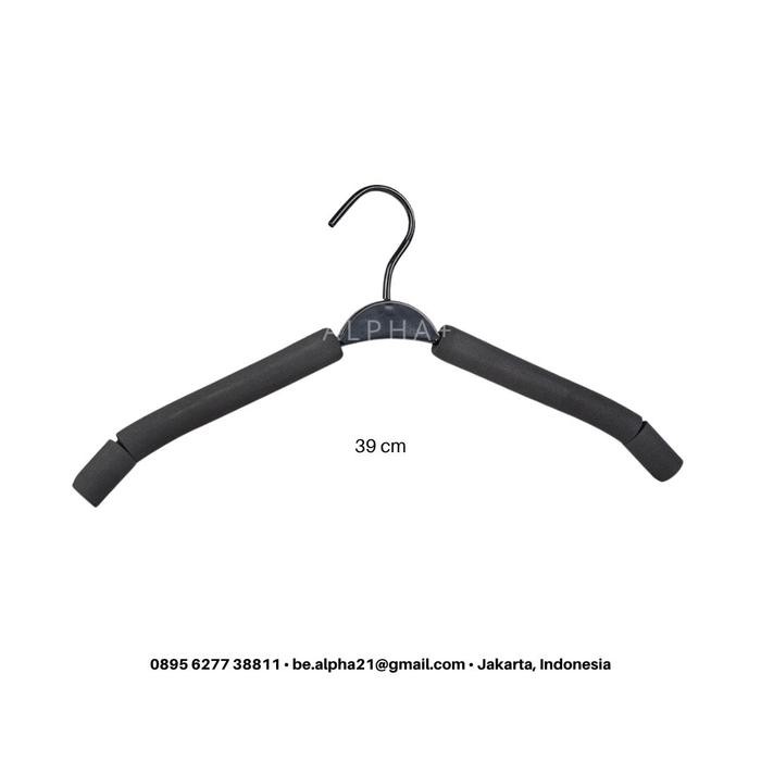 HANGER GANTUNGAN BAJU KAWAT BUSA HITAM IMPORT FLEKSIBEL ADJUSTED 10PCS