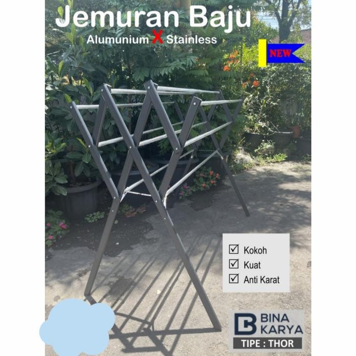 JEMURAN PAKAIAN JUMBO STAINLESS X ALUMINIUM / JEMURAN BAJU KOKOH
