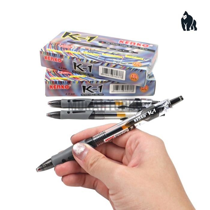 

Pulpen Kenko K-1 Retractable Gel Pen 0.5 mm / Ballpoint Bolpen Rubber Grip Pena Hitam Biru [PER