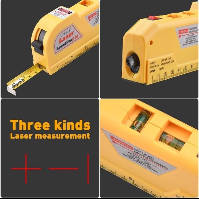 

ALLIANCE Meteran Laser Level 4 in 1 Crossline Waterpass Ruler Tape Measure 2.5M / Laser Level Pro 3