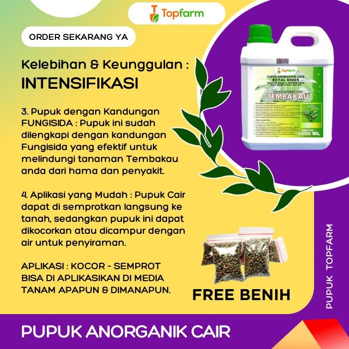 Pupuk Topfarm Khusus Mbako / Pupuk Khusus Pelebat Daun Mbako / Booster Pelebar Daun Mbako / Hormon