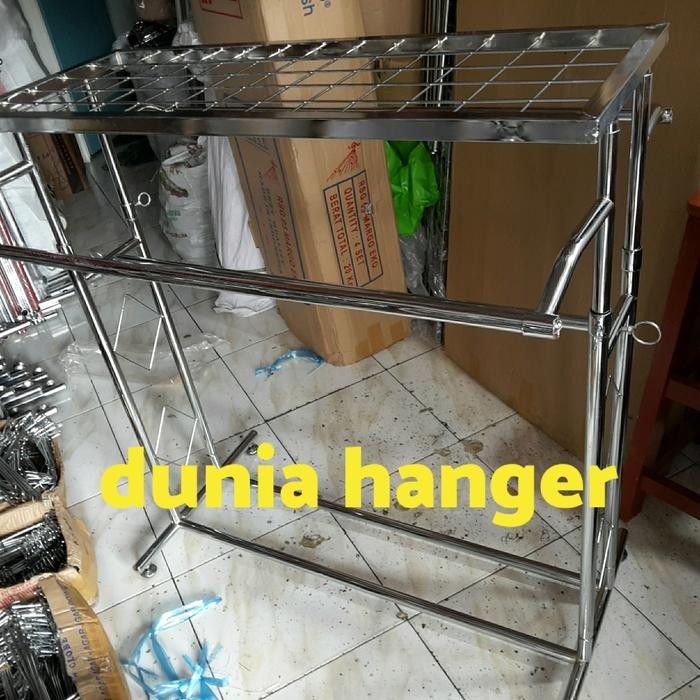 gawang baju 2 sisi plus tatakan ram besi chrome