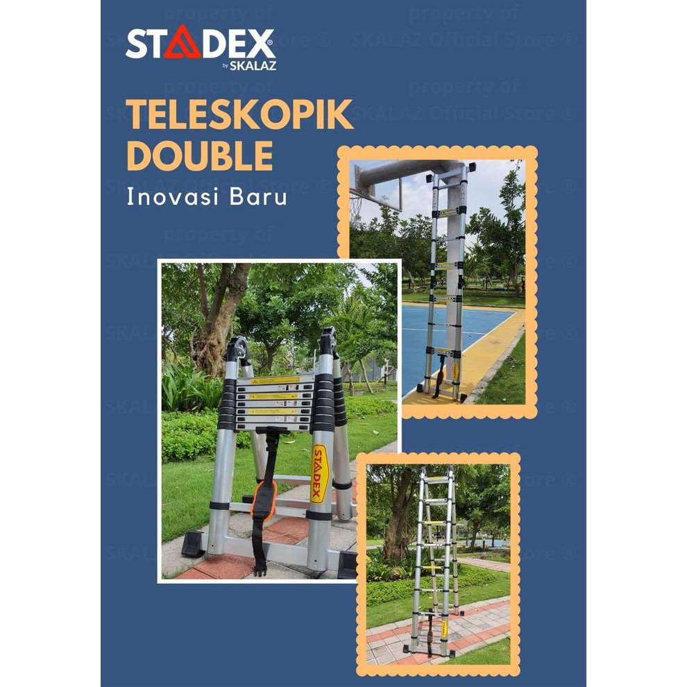 

Terlaris Tangga Teleskopik Double 1,9 M + 1,9 M = 3,8 Mtr Merk Stadex By Skalaz