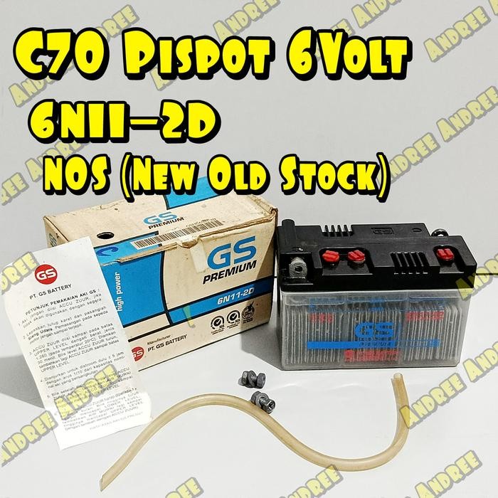 paling diminati] Aki Accu Batere 6N11 2D 6 Volt 11 AH untuk Motor Honda C70 dan C70 Pispot