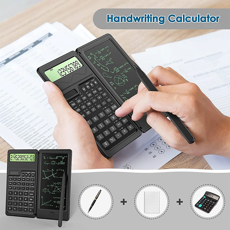 

VAORLO 2 IN 1 Foldable Scientific Calculators With 6 Inch Writing Tablet Digital Drawing Pad