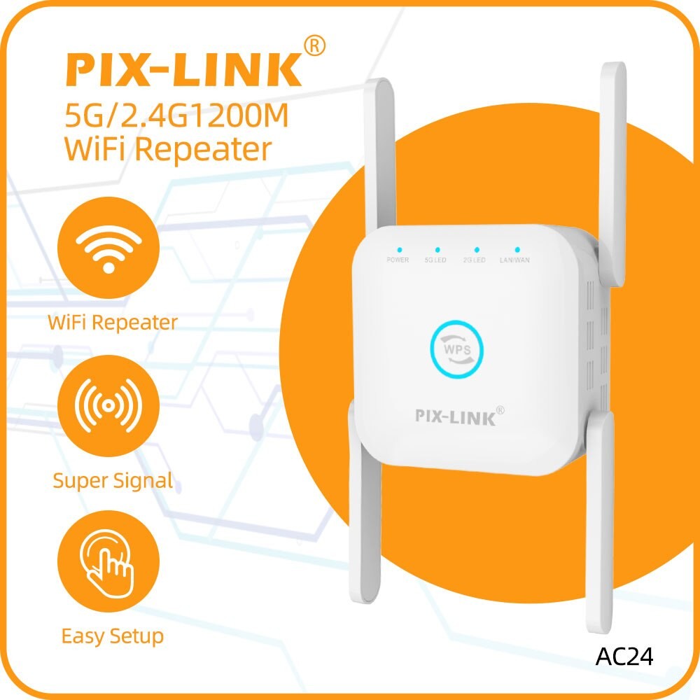 PIX-LINK AC24 1200Mbps WiFi Range Extender 2.4 & 5GHz Signal Booster