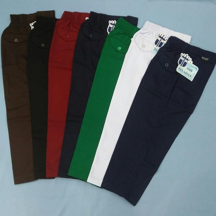 Bawahan seragam TELADAN celana panjang karet SD SMP Merah Putih Hijau